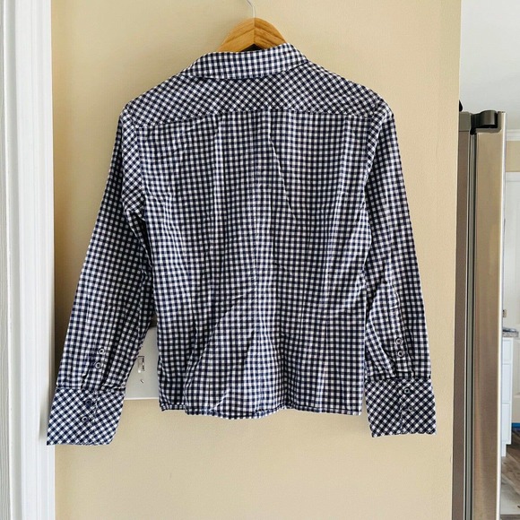 Escada Sport Gingham Button Up Women's 38/Medium Blue/White - Picture 2 of 7